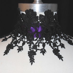 Your Choice BLACK WIDE Choker Collar 6 inch Fabric Venise Lace Victorian Gothic Style Elegant, Romantic, Dark Jewelry for Women Wearable Art image 4