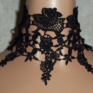 Your Choice BLACK WIDE Choker Collar 6 inch Fabric Venise Lace Victorian Gothic Style Elegant, Romantic, Dark Jewelry for Women Wearable Art image 2