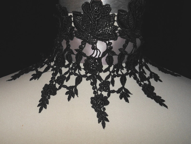 Your Choice BLACK WIDE Choker Collar 6 inch Fabric Venise Lace Victorian Gothic Style Elegant, Romantic, Dark Jewelry for Women Wearable Art image 5