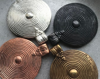 SALE 40mm Spiral Brass Pendant in Various Metal Finishes, Large Brass Pendant, 40mm brass pendant, SHIPS FaST, See ALL Closeout items