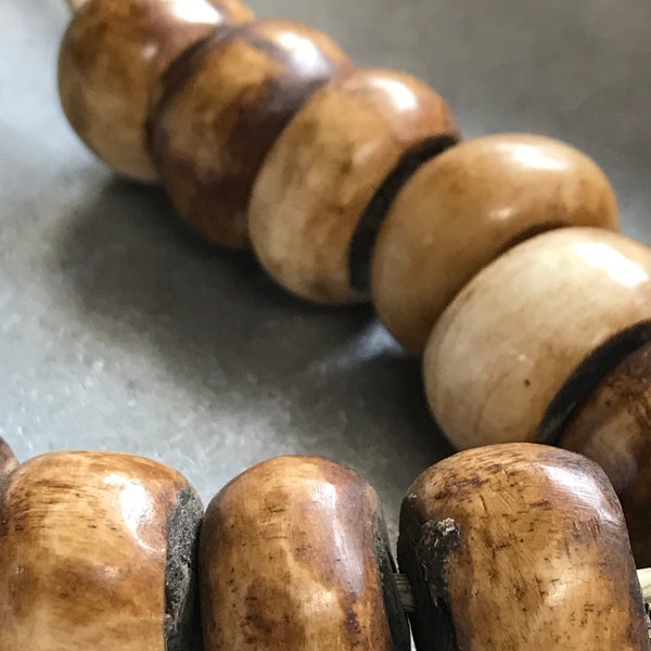 African BIG Light Bone Beads, Choose 5, 10, 20, or a Strand of these Gorgeous Brown Ox Bone Beads,