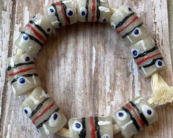 AFRICAN Krobo Bead, GRAY African Krobo Beads from Ghana, African powdered glass beads, we have 8 color ways in this style