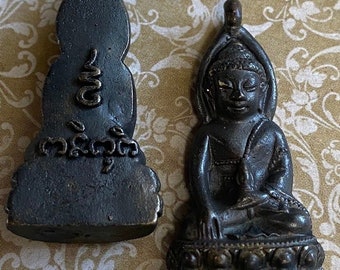 Sitting Buddha Pendant, Dark Metal statue like Brass Pendant, Buddha Amulet, We stock a variety of Buddha pendants & amulets and ship fast,