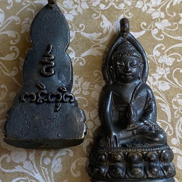 Sitting Buddha Pendant, Dark Metal statue like Brass Pendant, Buddha Amulet, We stock a variety of Buddha pendants & amulets and ship fast,