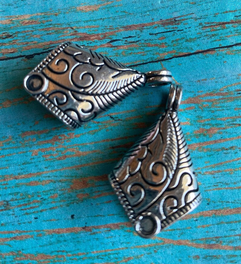 SALE Silver TASSEL Caps, 13 x 30mm, Pewter Caps or Cones Attached Bail, ClassicElements Beading Supplies, Classic Elements, We ship FAST TWO CAPS
