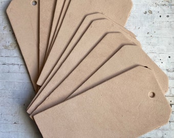 LARGE, Leather Luggage Tags, Blank Leather to stamp, Choose 5 to 100, Vegetable Tanned Leather, We stock 2 sizes see details, ships FAST