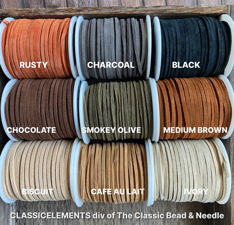 Skinny Suede SPOOLS 26 Colors, 3/32 Suede Lace 50 Foot Spool, Bulk Savings on Spools Leather Lace, 16.6 yard bulk spools image 5