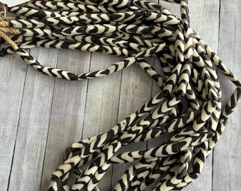 African Tube Bone Bead, Brown to Black and White Tube Shaped African Bone Beads from Kenya, Strand of 25 pieces, ships FAST