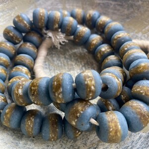 13mm Denim BLUE Kente Beads, African Glass Beads, Kente Tribe Glass Beads from Africa, striped kente glass beads, African Glass Beads image 4