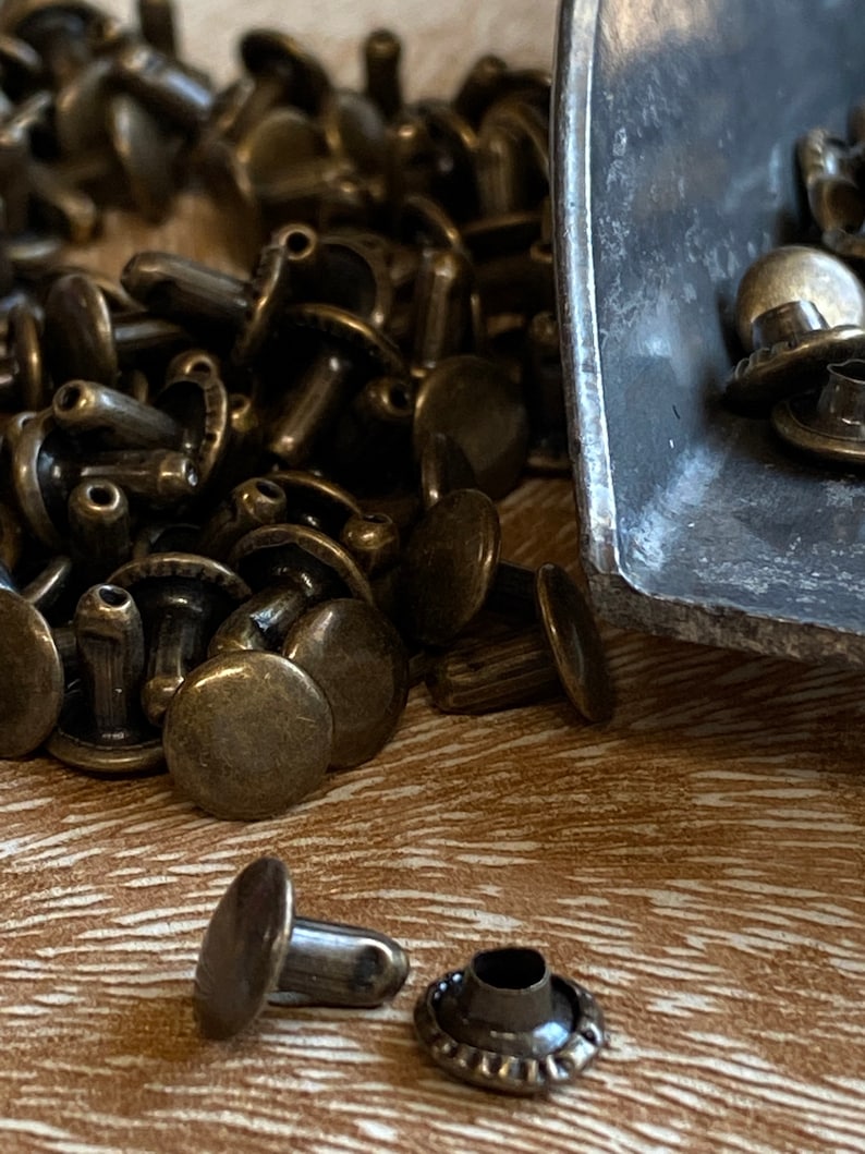 Antique Brass Rivets in Packages of 50 or 100 Purse Making Hardware