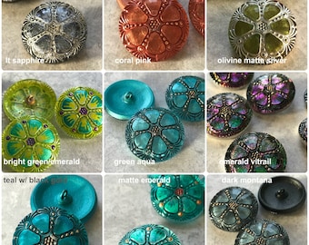 27mm Czech Glass Wheel Button Multiple Colors to Choose From in One Listing