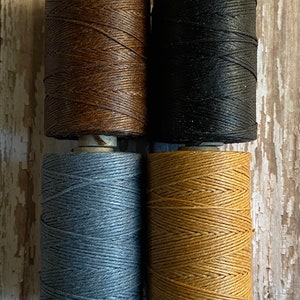 4 Ply Waxed Irish Linen Thread, 4 ply Linen Cord in choice of four colors, 50 gram spools contain 90 - 100 yards, Crawford Four ply Linen