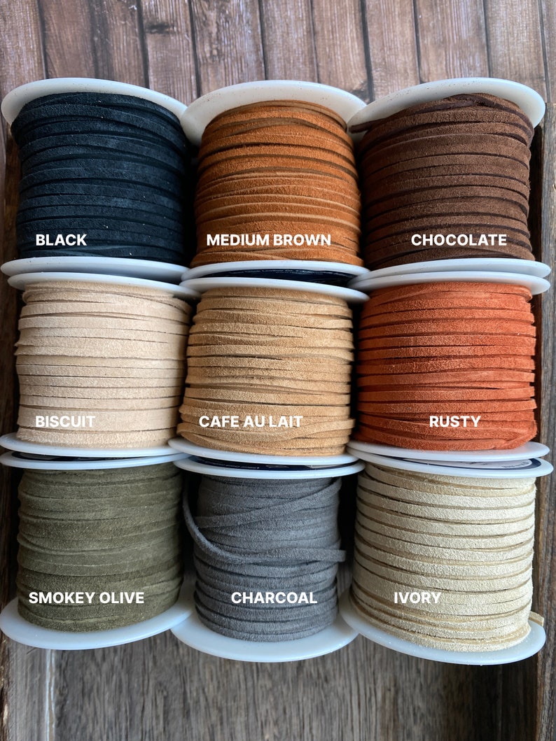 Skinny Suede SPOOLS 26 Colors, 3/32 Suede Lace 50 Foot Spool, Bulk Savings on Spools Leather Lace, 16.6 yard bulk spools image 4