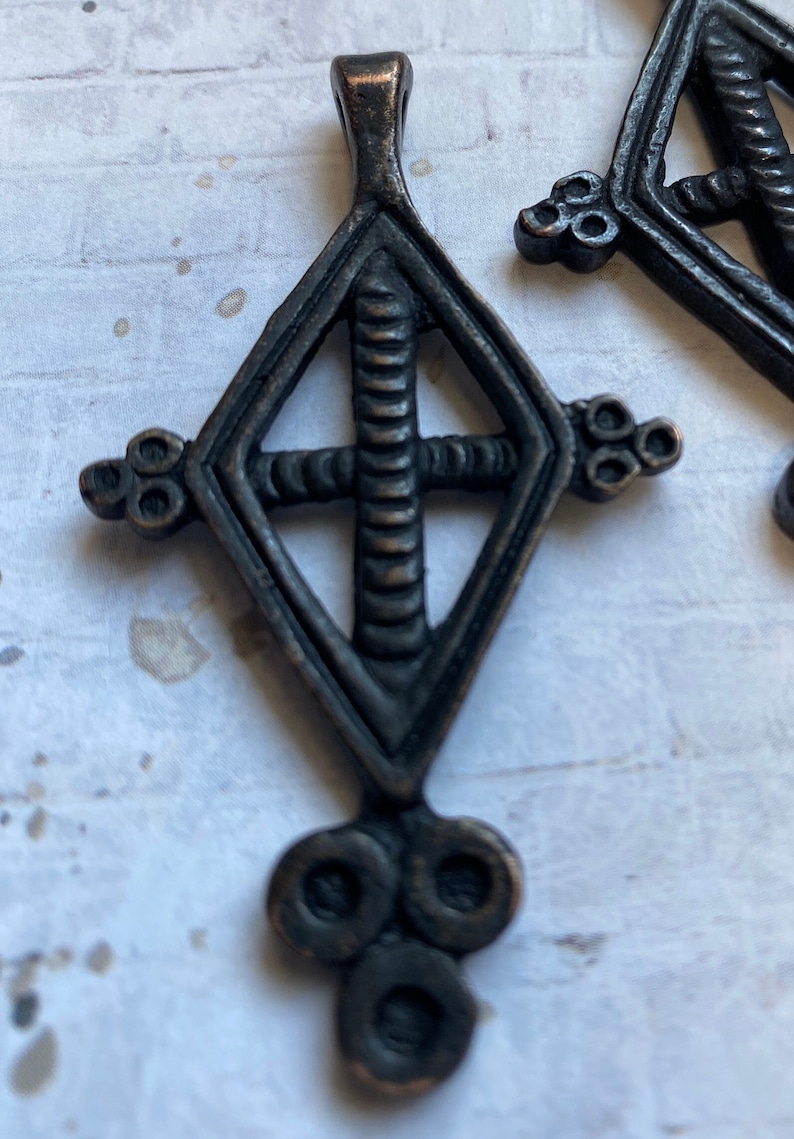 Ethiopian Coptic Brass Cross ONE BLACK