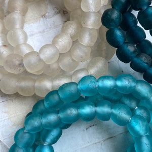 CLEARANCE African Recycled Glass beads from Ghana, 9mm, Choice of 3 Colors shown, All African on Clearance, we ship FAST