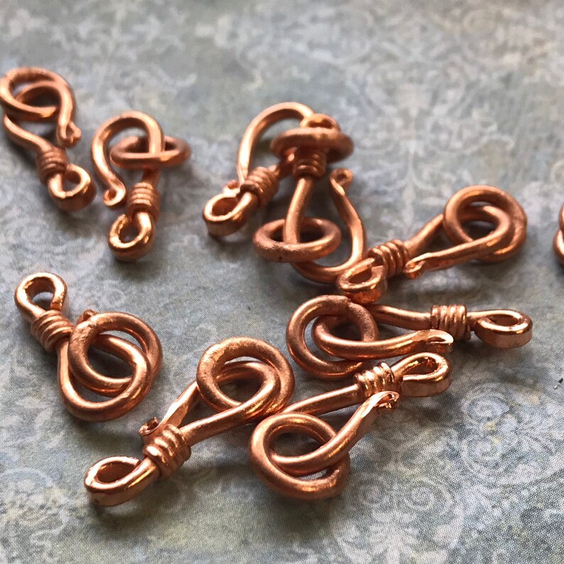Hilltribe Solid COPPER J Hook Clasp With Coil 20mm J Hook Etsy