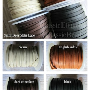 3mm Deerskin Lace 2 - 8 yard cuts, deerskin by the Yard, Eleven Color Choices, Best selling item, We also sell this in full spools