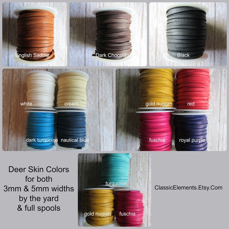 3mm Deerskin Lace 2 8 yard cuts, deerskin by the Yard, Eleven Color Choices, Best selling item, We also sell this in full spools image 4