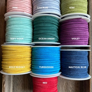 25 Yard Suede SPOOL 3mm Suede Lace in Choice of 19 Colors, One Eighth Inch Suede Lace, Bulk Savings on Spools, Leather Lace, we ShIP FAST image 3