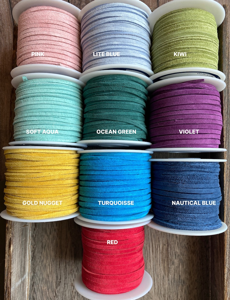 25 Yard Suede SPOOL 3mm Suede Lace in Choice of 19 Colors, One Eighth Inch Suede Lace, Bulk Savings on Spools, Leather Lace, we ShIP FAST 画像 3