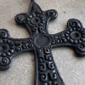 Big Brass Cross, Decorative Brass Cross in matte Black finish, Bold Cross Pendant in stock ships FAST, religious symbols pendant from India image 4