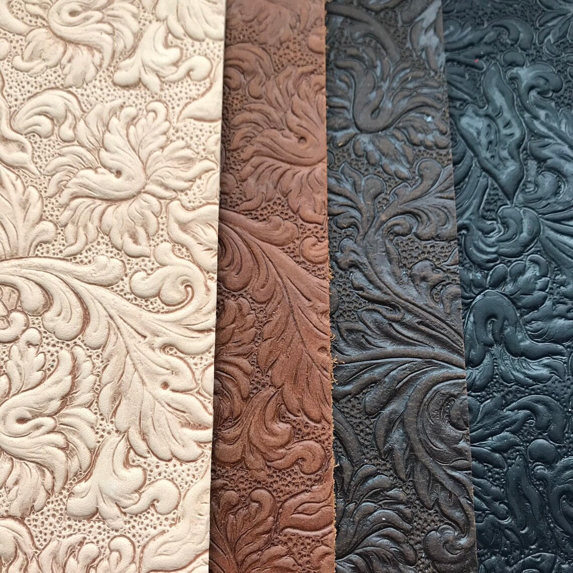 Embossed Leather Sheets Trim Leather with Acanthus pattern Etsy