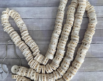 Bone Fish Bead strand 42" Big Long, size range 16-18mm, last of this stock, several other options available, African Bone Beads, FAST ship