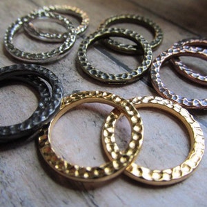 18mm Hammered Ring in Choice of 5 Metal Finishes, Gold Hammertone Ring, Black 18mm Ring