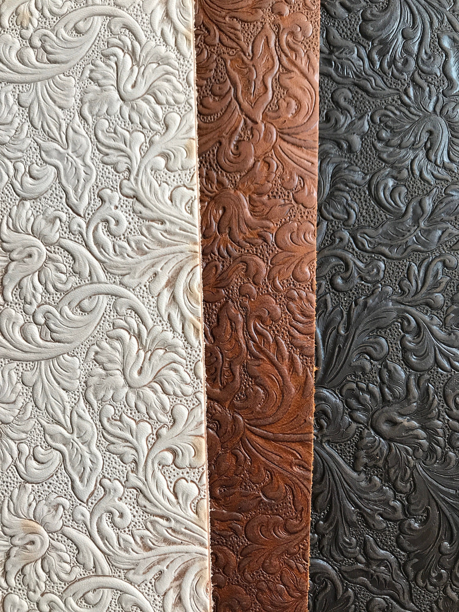 Embossed Leather Sheets Trim Leather with Acanthus pattern Etsy