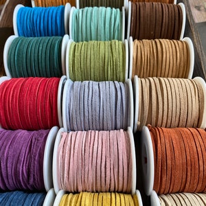 25 Yard Suede SPOOL 3mm Suede Lace in Choice of 19 Colors, One Eighth Inch Suede Lace, Bulk Savings on Spools, Leather Lace, we ShIP FAST image 4