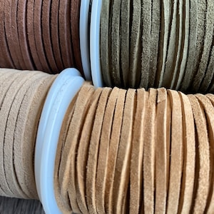 25 Yard Suede SPOOL 3mm Suede Lace in Choice of 19 Colors, One Eighth Inch Suede Lace, Bulk Savings on Spools, Leather Lace, we ShIP FAST image 7