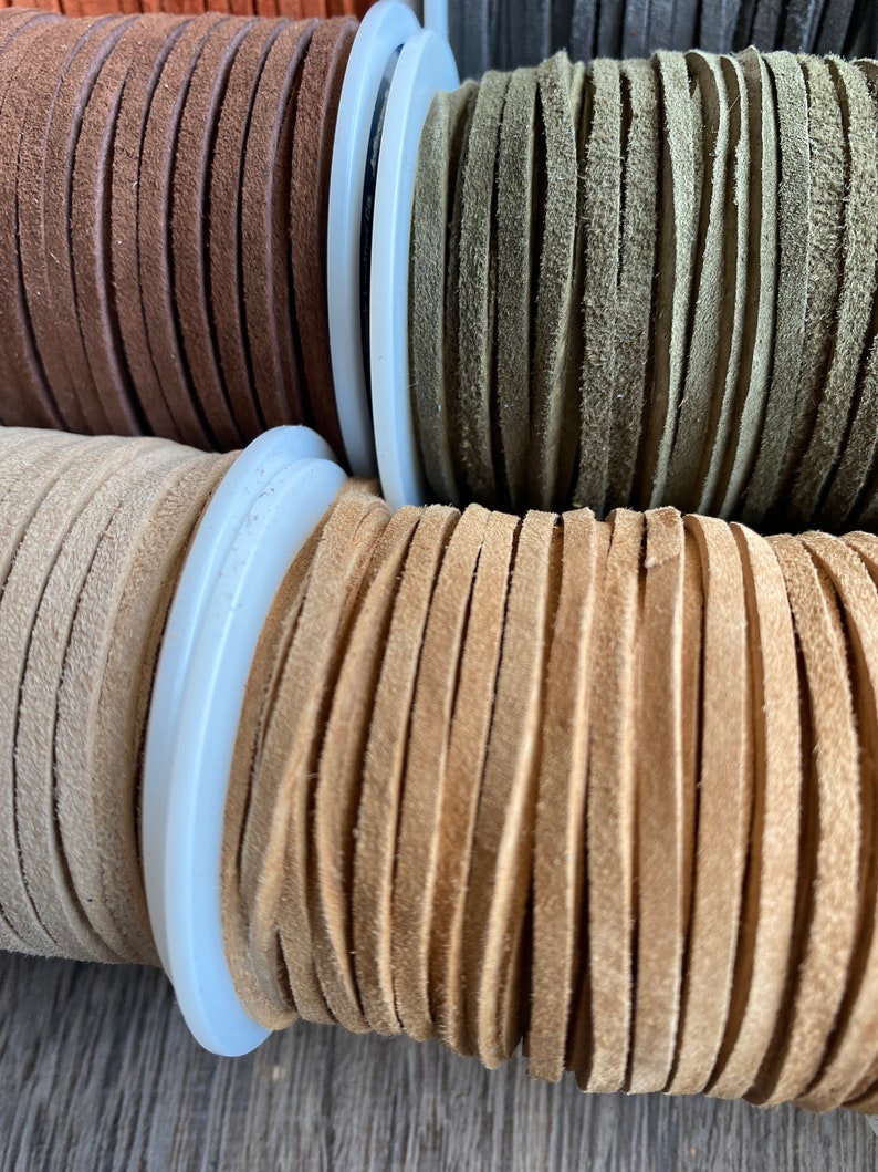 25 Yard Suede SPOOL 3mm Suede Lace in Choice of 19 Colors, One Eighth Inch Suede Lace, Bulk Savings on Spools, Leather Lace, we ShIP FAST image 7