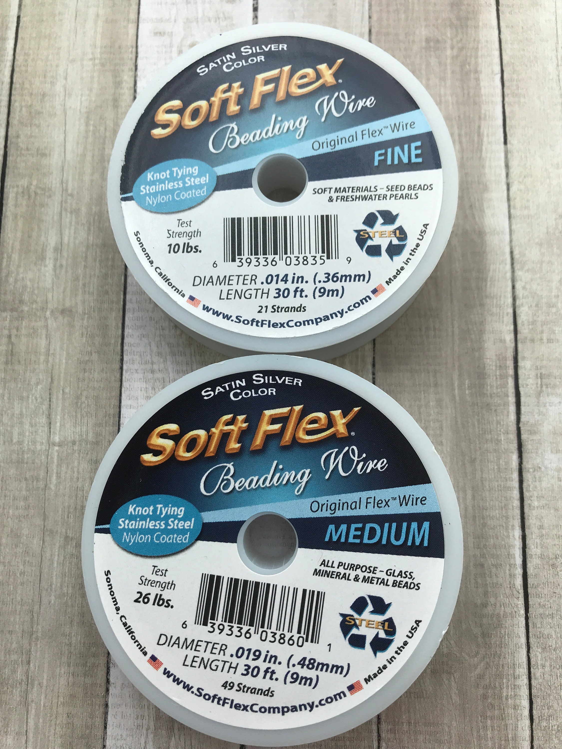 Soft Flex Beading Wire, .019, Medium, Satin Silver, 30 Ft. Spool 