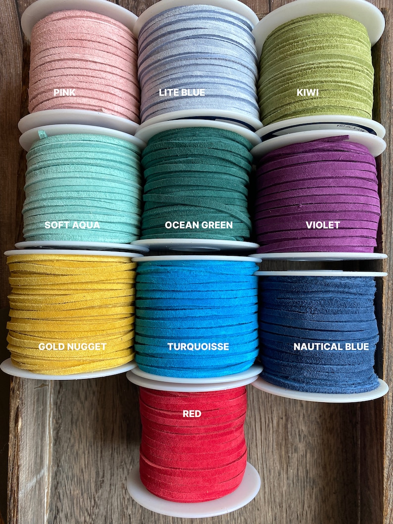 Skinny Suede SPOOLS 26 Colors, 3/32 Suede Lace 50 Foot Spool, Bulk Savings on Spools Leather Lace, 16.6 yard bulk spools image 6