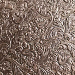 Embossed Leather Sheets, 5 to 6 ounce Trim Leather with Acanthus pattern, 8 x 11 inches, leather for wallet, choose quantity, ships fast