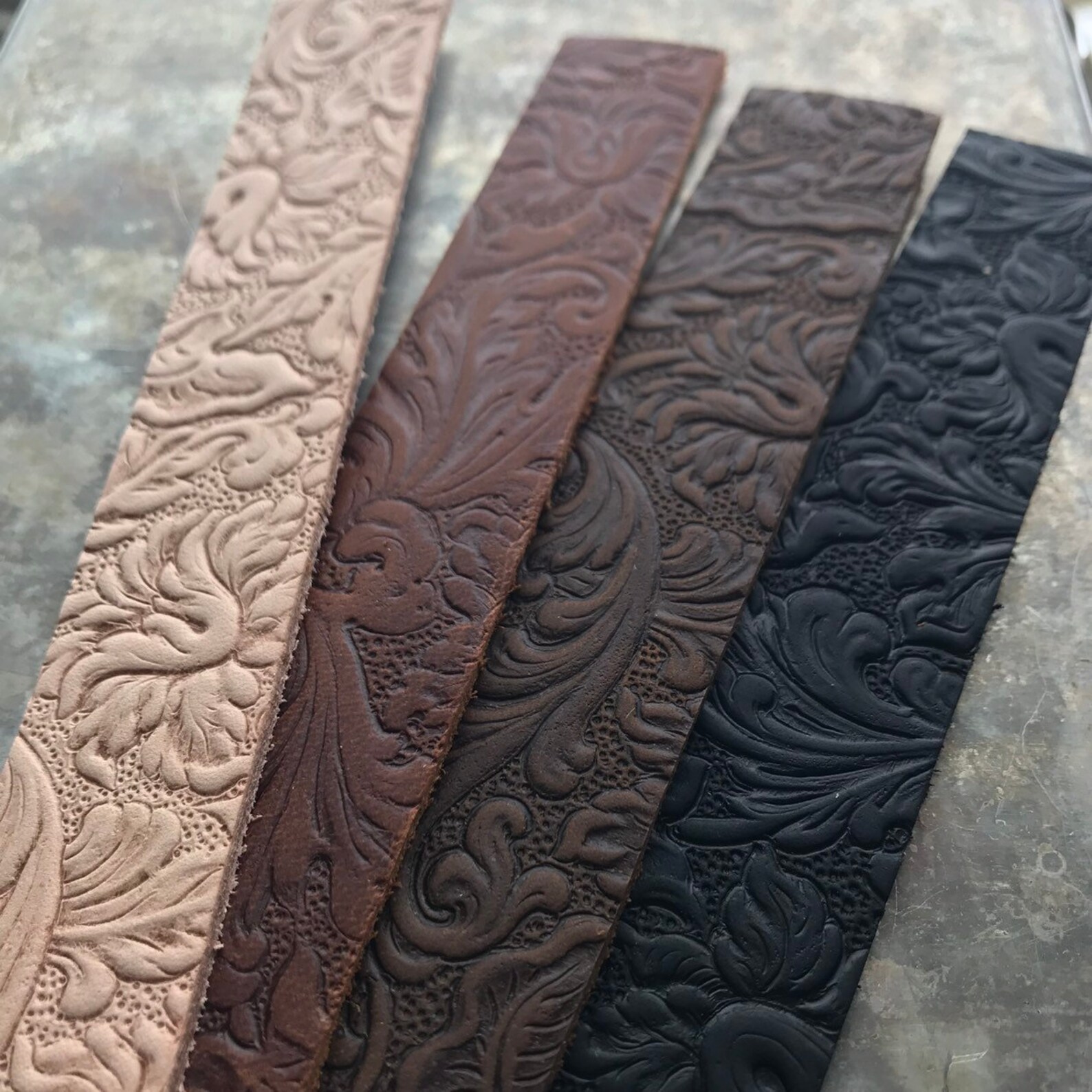Embossed Leather Sheets Trim Leather With Acanthus Pattern Etsy