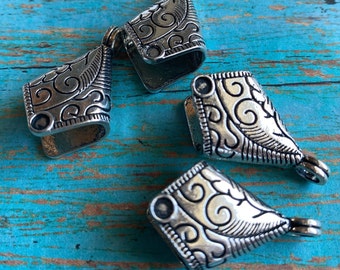 SALE Silver TASSEL Caps, 13 x 30mm, Pewter Caps or Cones Attached Bail, ClassicElements Beading Supplies, Classic Elements, We ship FAST