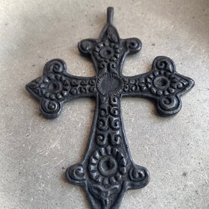 Big Brass Cross, Decorative Brass Cross in matte Black finish, Bold Cross Pendant in stock ships FAST, religious symbols pendant from India image 1