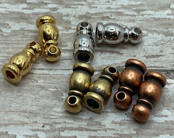 2mm Cord Ends or Leather end Caps for Jewelry, Leather findings silver brass gold and copper finishes