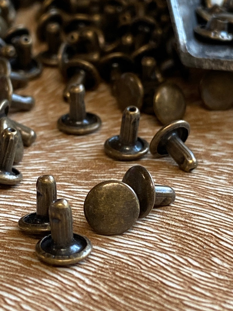 Antique Brass Rivets in Packages of 50 or 100 Purse Making Hardware