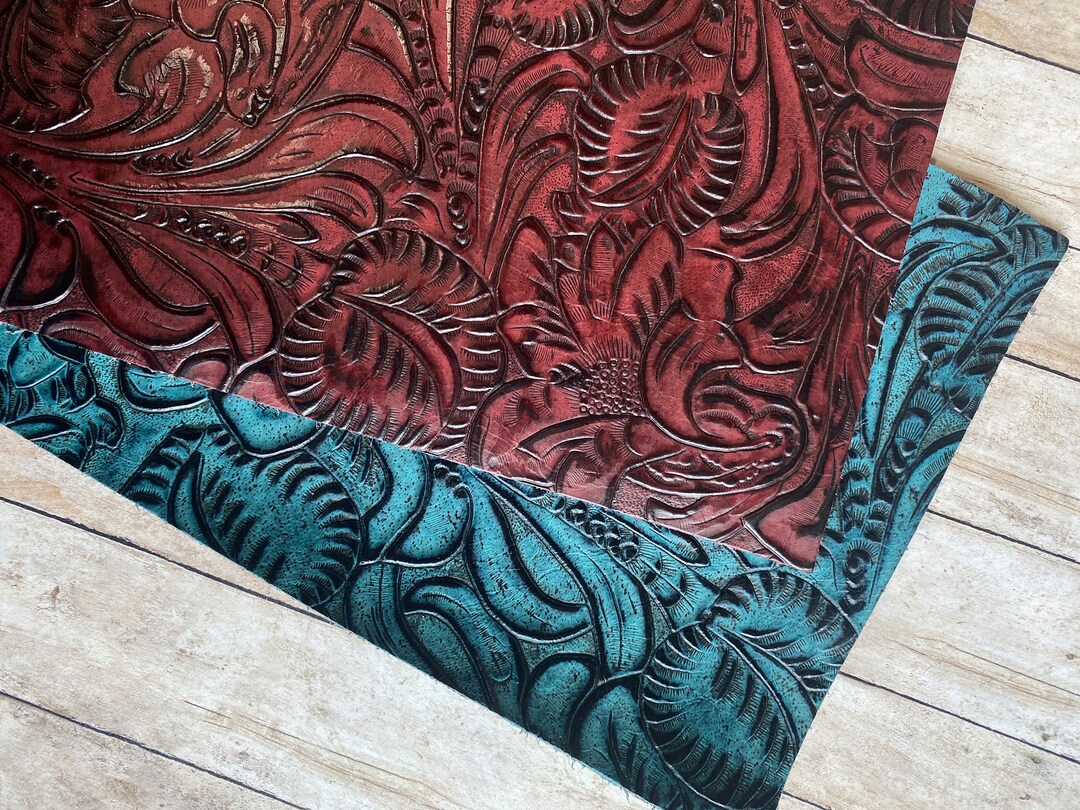 Embossed Leather Sheets, 2.5 3 Ounce Trim Leather With Floral Paisley