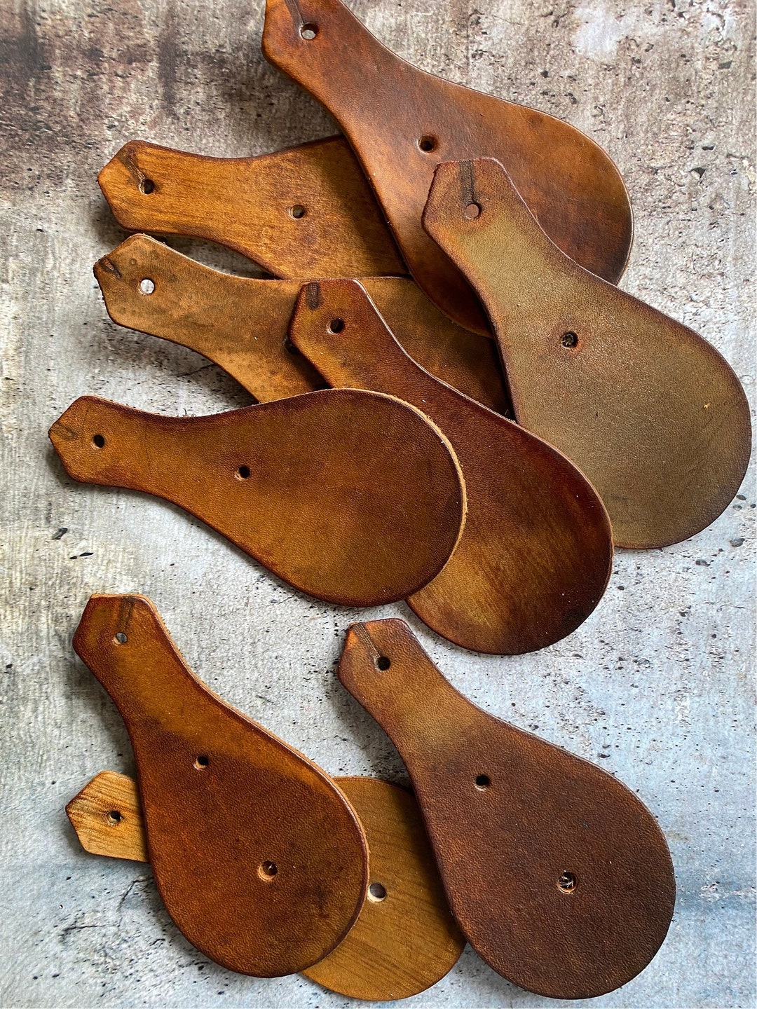 Leather Key Chain Blanks With Split Rings and Rivets, Bundle of 9 ...