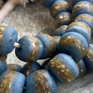 13mm Denim BLUE Kente Beads, African Glass Beads, Kente Tribe Glass Beads from Africa, striped kente glass beads, African Glass Beads image 6