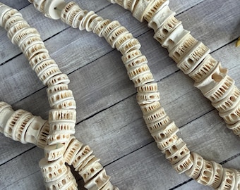 African Fish Bone Beads, Varied Size Extra Long Strand of Fish Bones, Fish vertebrae, FAST SHIP, Last of this inventory
