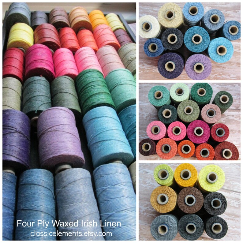 4 Ply Linen 24 COLORS 4 Ply Waxed Irish Linen Thread Waxed Etsy