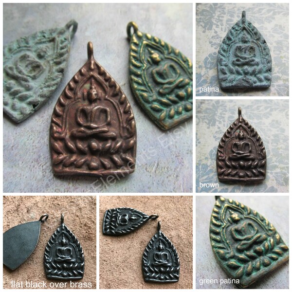 Choice of Brass Buddha Pendant, Sitting Buddha Amulet, Patina, Brass Patina, Buddha Amulet Pendant, Amulet, Buddha B-34, in stock ships fast