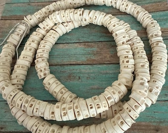 African Fish Bone Beads, Extra Long Strands of Fish Bones, Fish vertebrae approximately 6 x 14-15mm, FAST SHIP, Last of this inventory