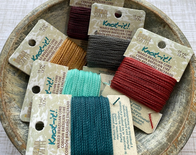 Knot It Waxed Beading Cord, Six Colors Waxed Braziliancord, 15 Yards