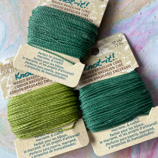 3 Cards Brazilian Waxed Beading Cord, Clearance 3 Piece Bundle as shown, Knot It Waxed Cord, 15 yd two ply waxed poly cord for bracelets