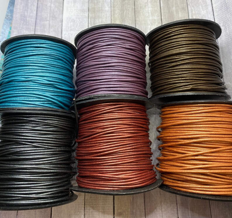 1.5mm 50M Spools of Metallic Round Leather Cord Bulk Spools Etsy
